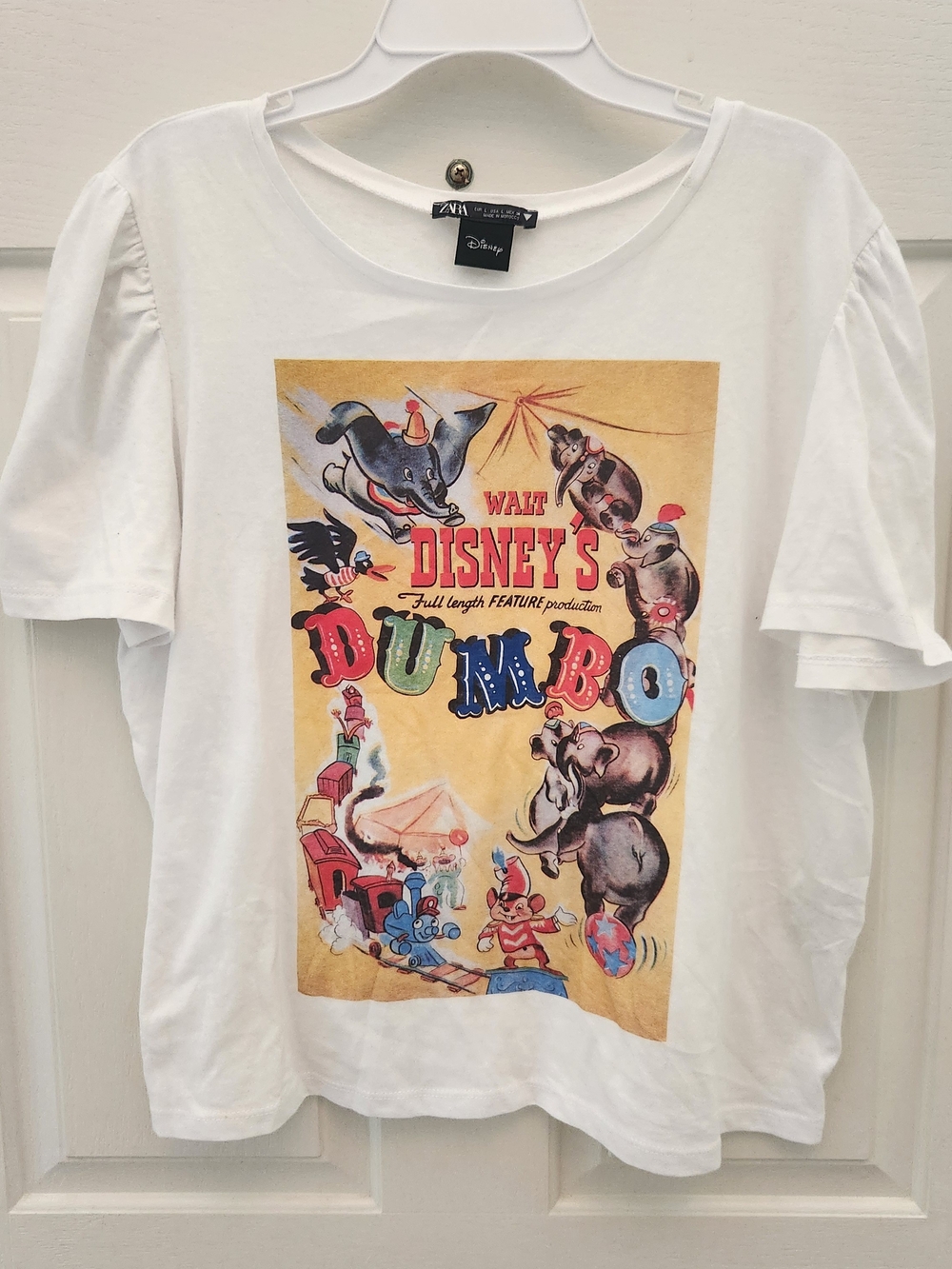 Zara White Short Sleeve Dumbo Poster Graphic Tee